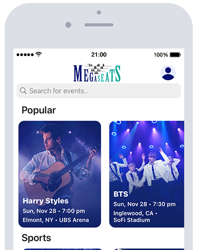 Screenshot Of MegaSeats App Home Page
